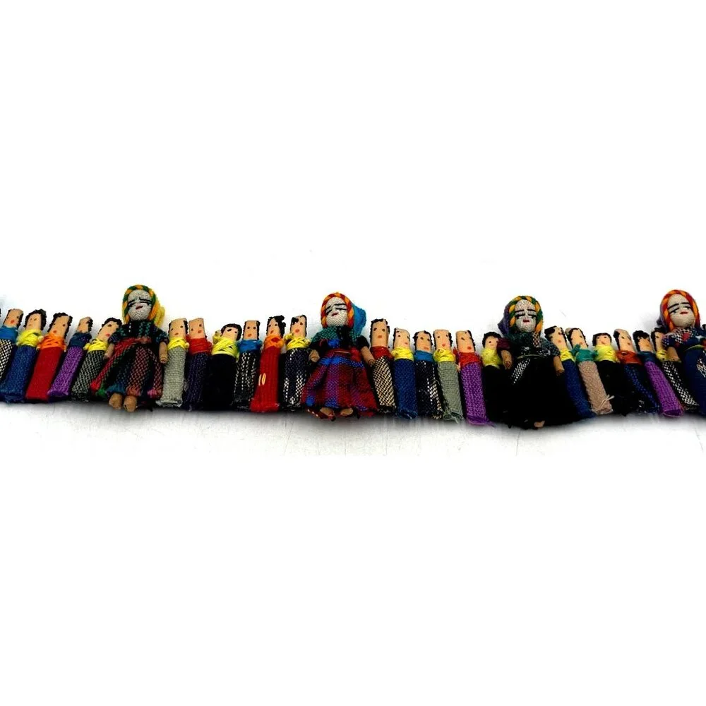 Handmade Guatemalan Worry Doll Craft Ribbon Colorful Traditional Outfits